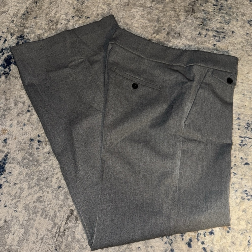 LOFT gray‎ flat front wide leg mid rise pants slacks Sz 4